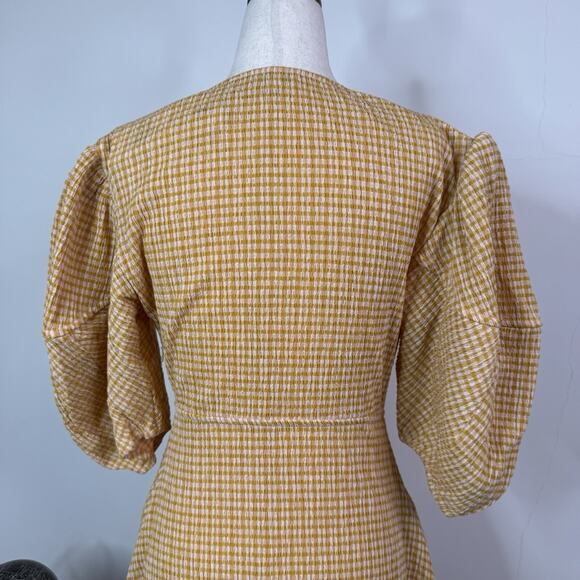 NWT Rhode Ginny Tie Front Gingham Midi Dress US 8 Retro Smocked Flattering - Picture 10 of 15